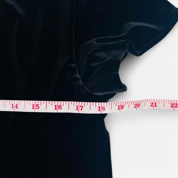 S.L. Fashions Womens Dress 12 Beaded Midi Black Velvet V Neck Cap Sleeve Stretch - Picture 10 of 13